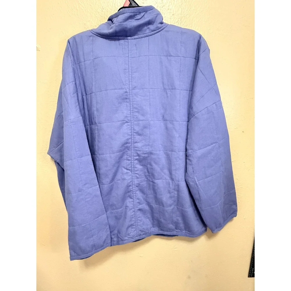 Amuse Society Quilted‎ Snap Front Jacket Periwinkle Blue Palm Tree Logo L/XL